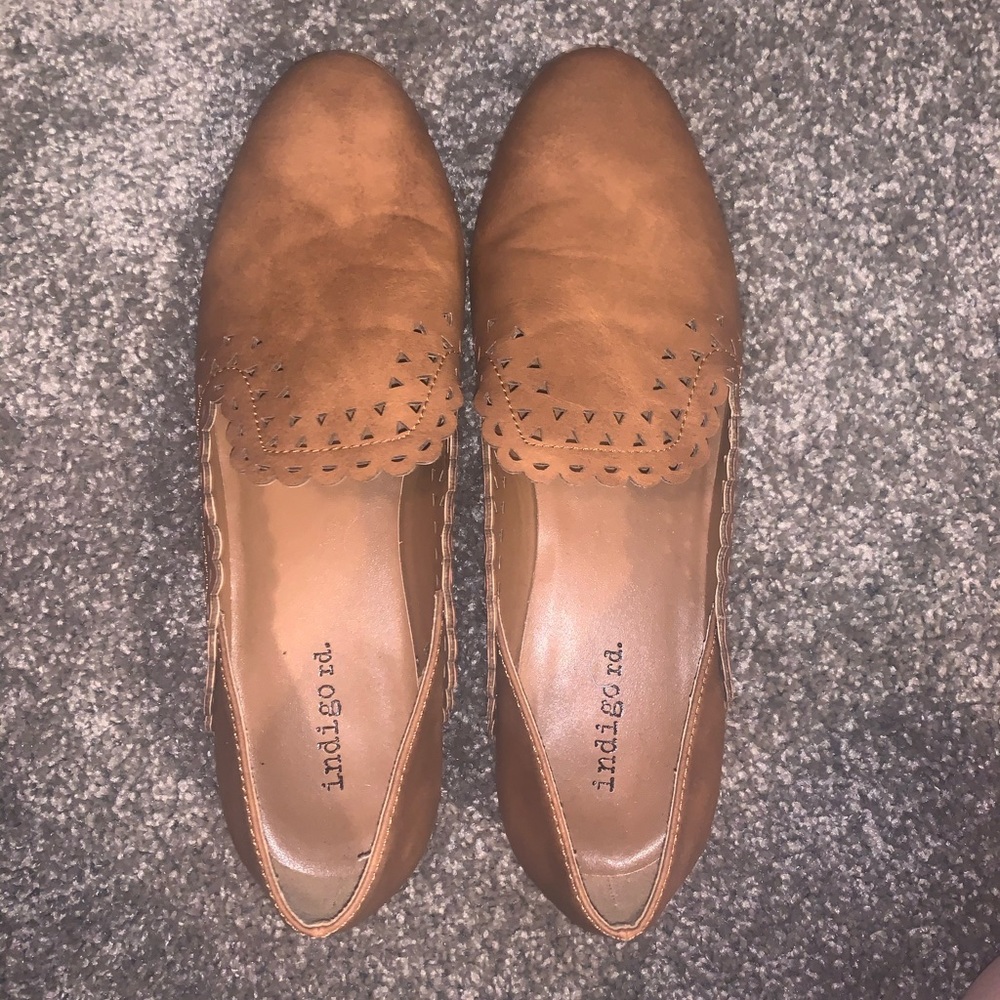 Brown business casual flats